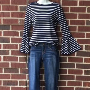 Regenbogen women’s striped shirt with bell sleeves